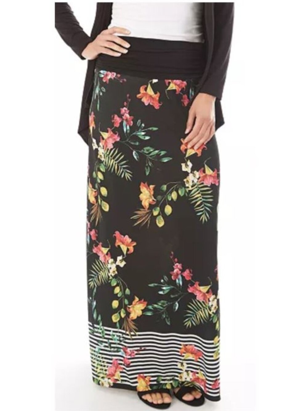 NWT Apt 9 Women’s M Column Maxi Skirt Flowy Pull-On Floral Boho Career Casual